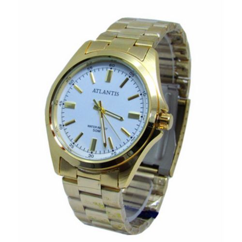 Relogio Atlantis Masculino Social Dourado G3336 Fundo Branco