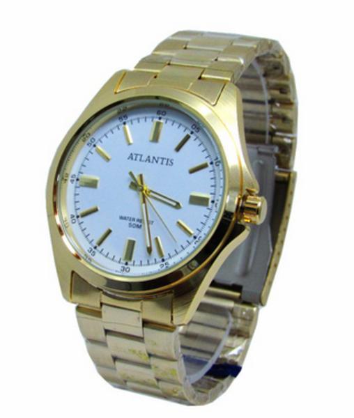 Relogio Atlantis Masculino Social Dourado G3336 Fundo Branco