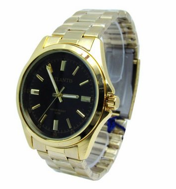 Relogio Atlantis Masculino Social Dourado G3336 Fundo Preto