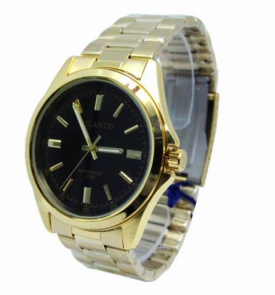 Relogio Atlantis Masculino Social Dourado G3336 Fundo Preto