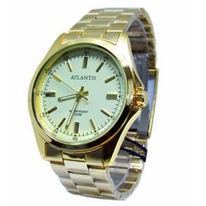 Relogio Atlantis Masculino Social G3336 Fundo Dourado