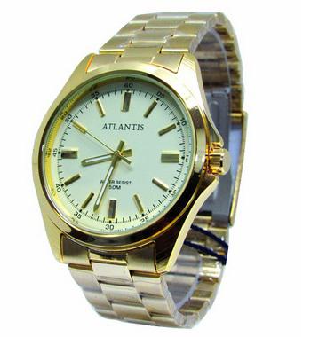 Relogio Atlantis Masculino Social G3336 Fundo Dourado