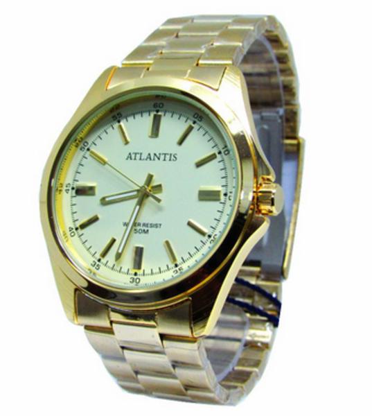 Relogio Atlantis Masculino Social G3336 Fundo Dourado