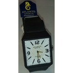 Relógio Atlantis Preto Fundo Branco Ponteiro Amarelo G5531