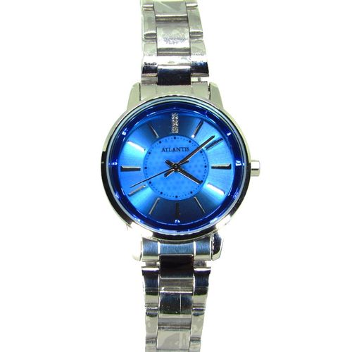 Relógio Atlantis W3162 Prata Fundo Azul - Feminino - Original