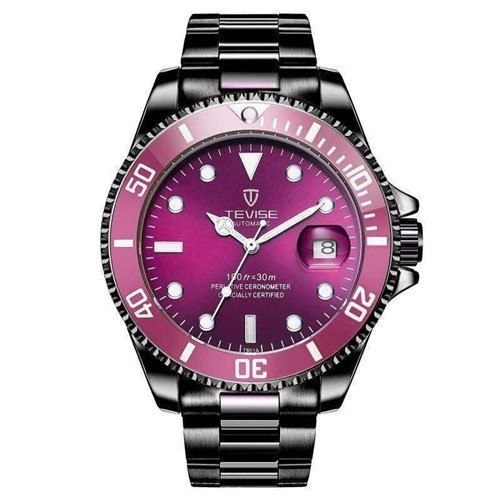 Relógio Automático Tevise Submariner - Black (Roxo)