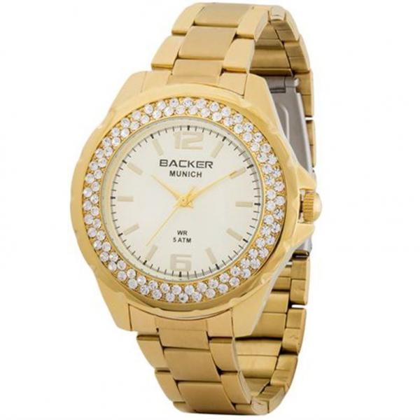 Relógio Backer Feminino Dourado com Cristais 3341145f Ch