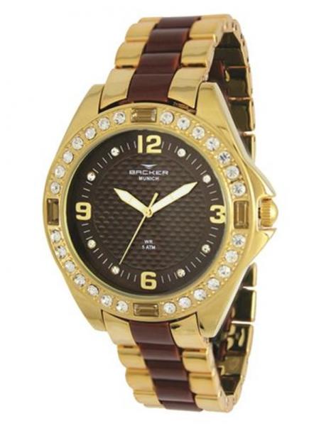 Relógio Backer Feminino Dourado e Marrom 3969134f Mr