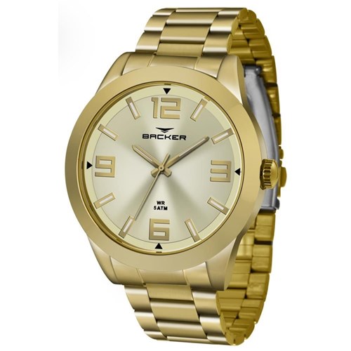 Relógio Backer Masculino Ref: 10439145M Ch Big Case Dourado