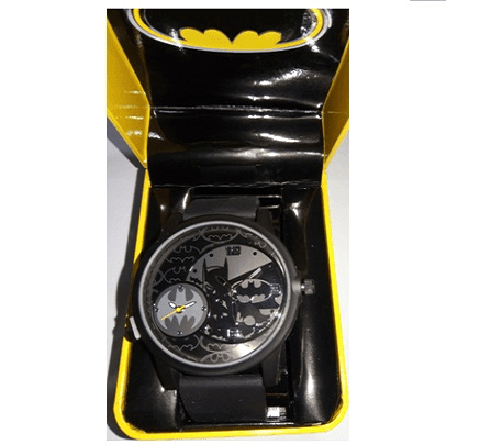 Relógio Batman Dois Mostradores C/ Pulseira de Borracha (Fundo Preto)