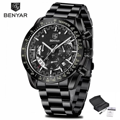 Relógio Benyar Luxo Chronograph (Preto/Branco S)