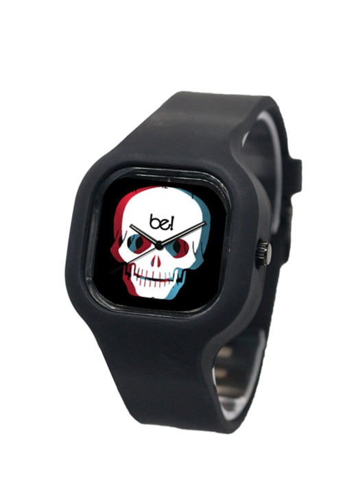 Relógio Bewatch Caveira 3D Pulseira Silicone Preto