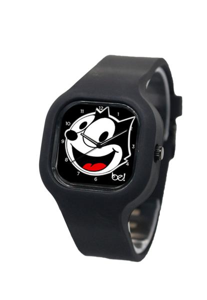 Relógio BeWatch Gato Felix Pulseira Silicone Preta