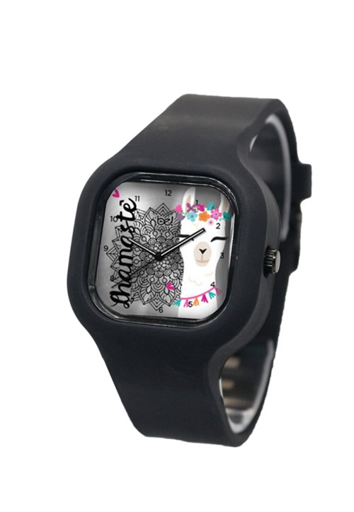 Relógio Bewatch Lhama Lhamaste Pulseira Silicone Preto