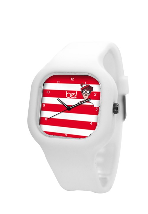 Relógio Bewatch Listras Vermelhas Pulseira Silicone Branco