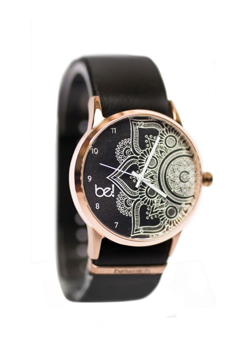 Relogio Bewatch Mandala Namaste Pulseira de Couro Preto