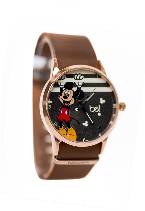 Relogio Bewatch Mickey Pulseira de Couro Marrom