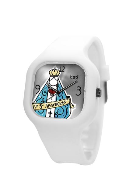 Relógio BeWatch Nossa Senhora Aparecida Pulseira Silicone Branca