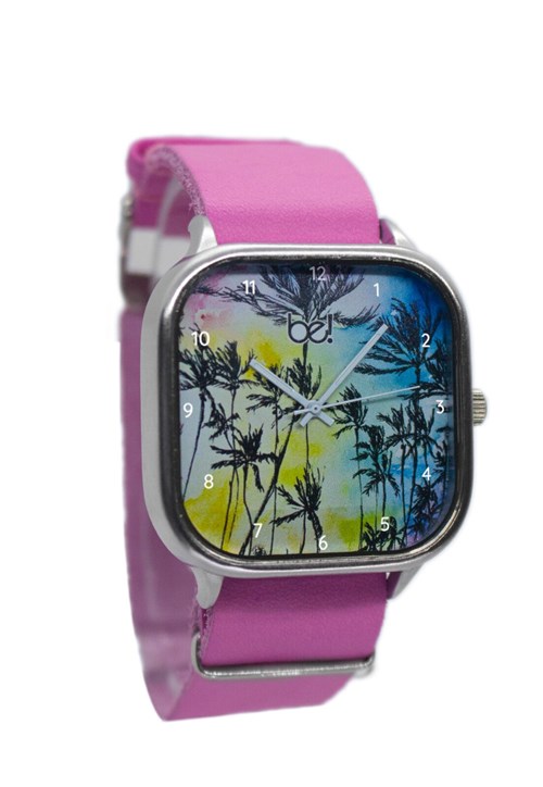 Relogio Bewatch Tropical Pulseira de Couro Rosa