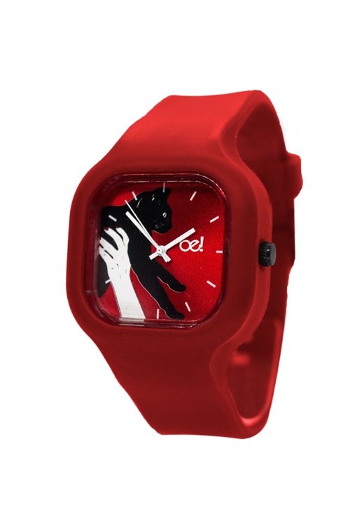 Relógio Gatinho Bewatchoficial Pulseira de Silicone Vermelho