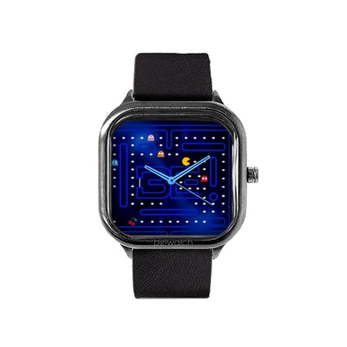 Relógio Bewatchoficial PacmanPulseira de Couro Preto