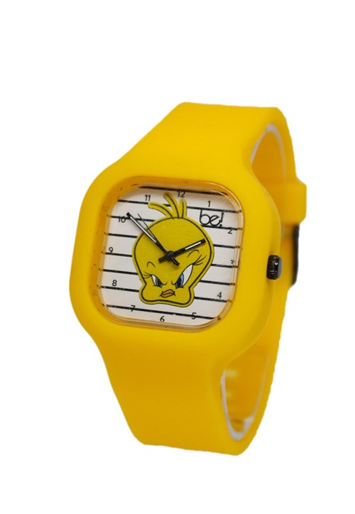 Relógio Bewatchoficial Pulseira de Silicone Piu Piu Amarelo