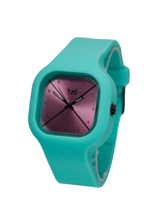 Relógio Bewatchoficial Rose Classico Pulseira de Silicone Turquesa