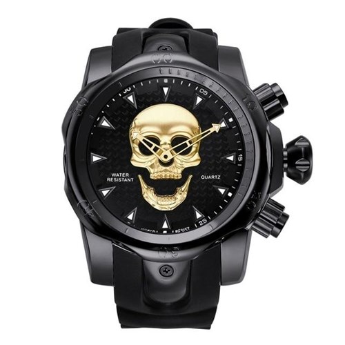 Relógio Big Dial 3D Skull / Black