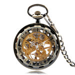 Relógio Bolso Yisuya Esqueleto Automático Retro Romanos
