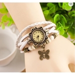 Relógio Bracelete Feminino Vintage Pulseira De Couro Branca