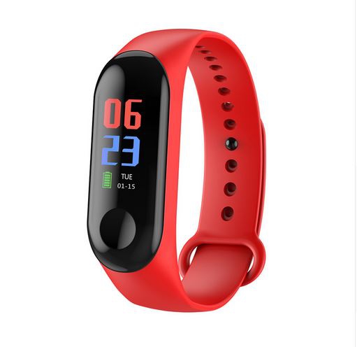 Relógio Bracelete Pedômetro Inteligente Bluetooth Medidor Frequência Cardíaca Vermelha - M3