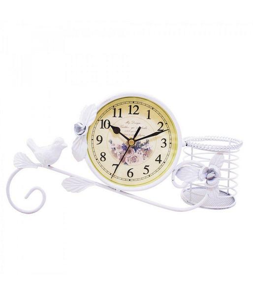 Relógio Branco Pássaro Porta Objeto 30cm - Tascoinport