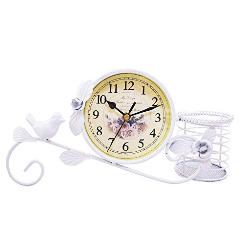 Relógio Branco Pássaro Porta Objeto 30cm