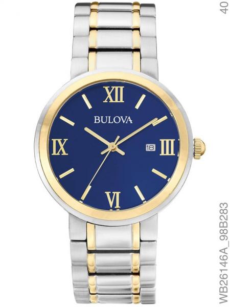 Relógio Bulova Feminino Bicolor Fundo Azul Wb26146a