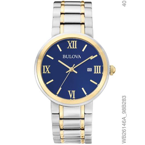 Relógio Bulova Feminino Bicolor Fundo Azul Wb26146a