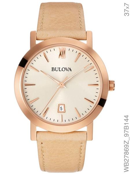 Relógio Bulova Feminino Couro Rosé Wb27869z