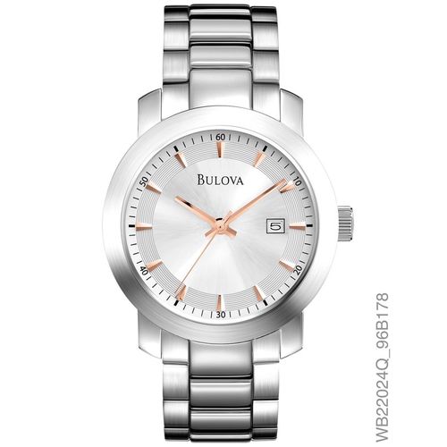 Relógio Bulova Feminino Prata com Rosé Wb22024q