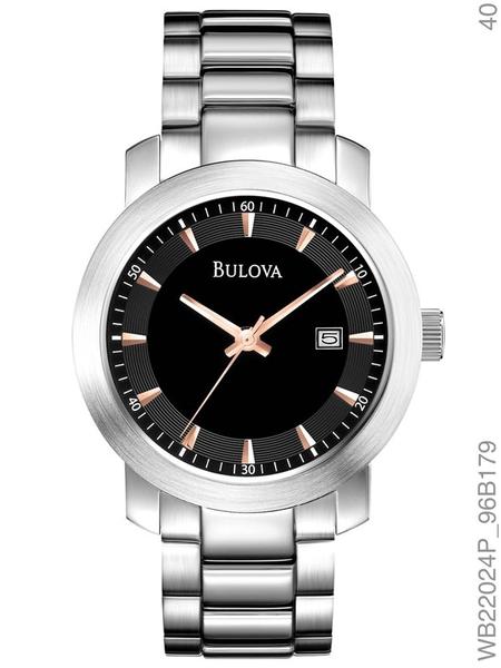 Relógio Bulova Feminino Prata Fundo Preto Wb22024p