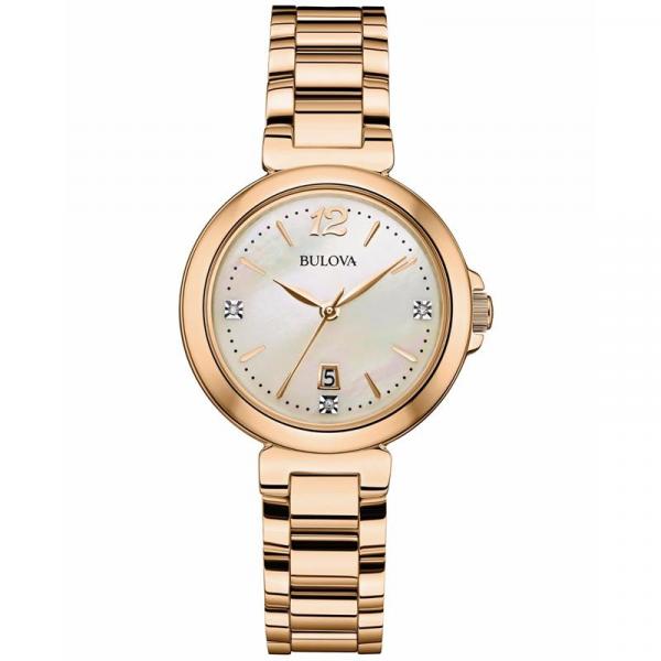 Relógio Bulova Feminino Ref: Wb27930h Diamante Dourado