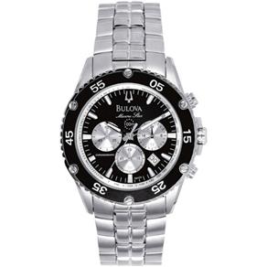 Relógio Bulova Marine Star Wb30686T Calendário Cronógrafo Taquímetro Resistente à Água 100M