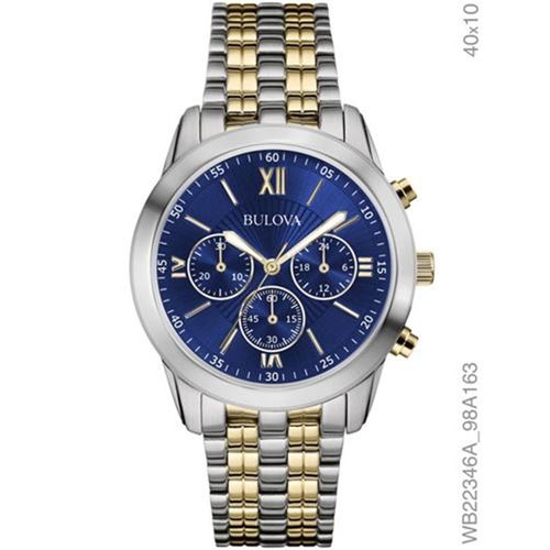 Relógio Bulova Masculino Bicolor Fundo Azul Wb22346a