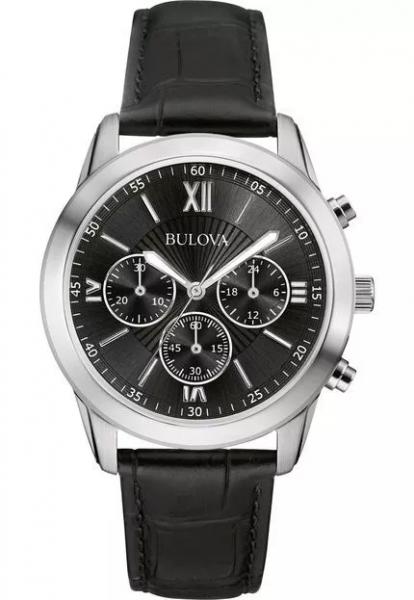 Relógio Bulova Masculino Couro Preto Cronógrafo Wb22382t