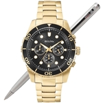 Relógio Bulova Masculino Dourado Cronógrafo Wb31989u / 98a173