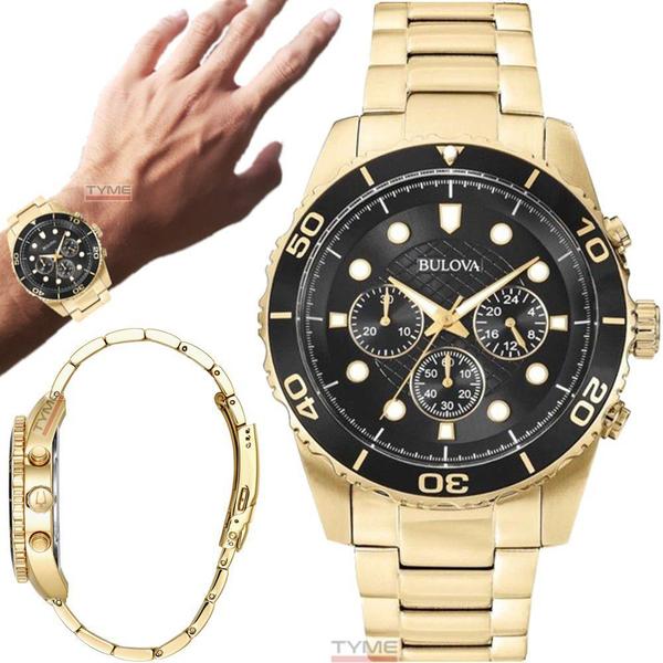 Relógio Bulova Masculino Dourado Cronógrafo Wb31989u /98a173