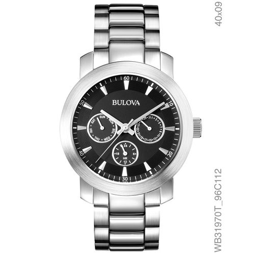 Relógio Bulova Masculino Prata Fundo Preto Wb31970t