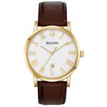 Relógio Bulova Masculino Slim 97b183 Dourado Couro Marrom