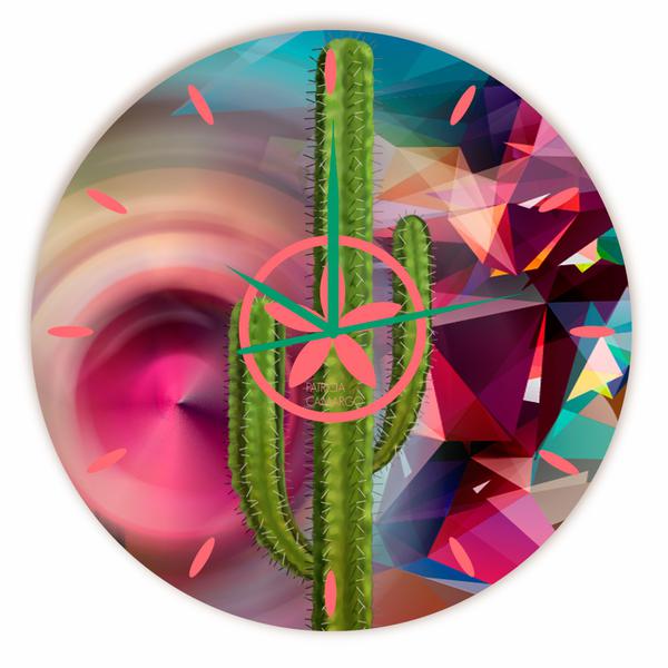 Relógio Cactus Griselda Redondo - Redondo 30 X 30 Cm - Vickttoria Vick