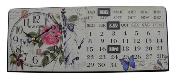 Relogio Calendario de Mesa New York Vintage Retro Decoracao (XIN-06) - Braslu