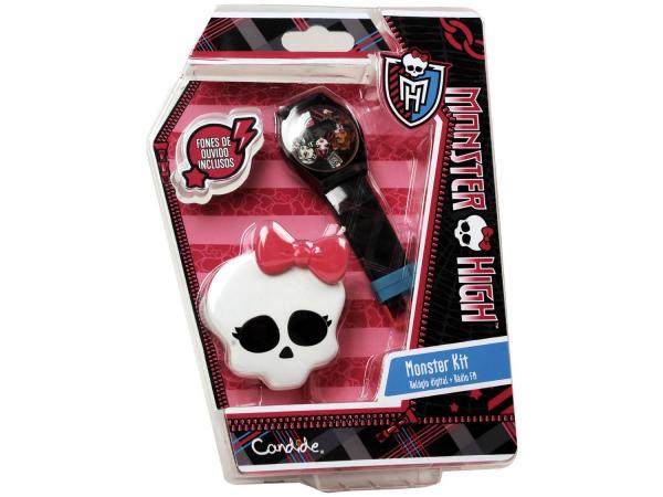 Relógio Candide Monster High Kit Infantil Digital - Rádio FM com Fones Auriculares
