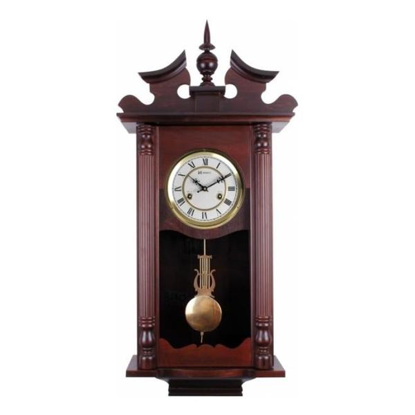 Relógio Carrilhão de Parede Clássico em Madeira Visor de Vidro Bolha de Nível Herweg Ipê